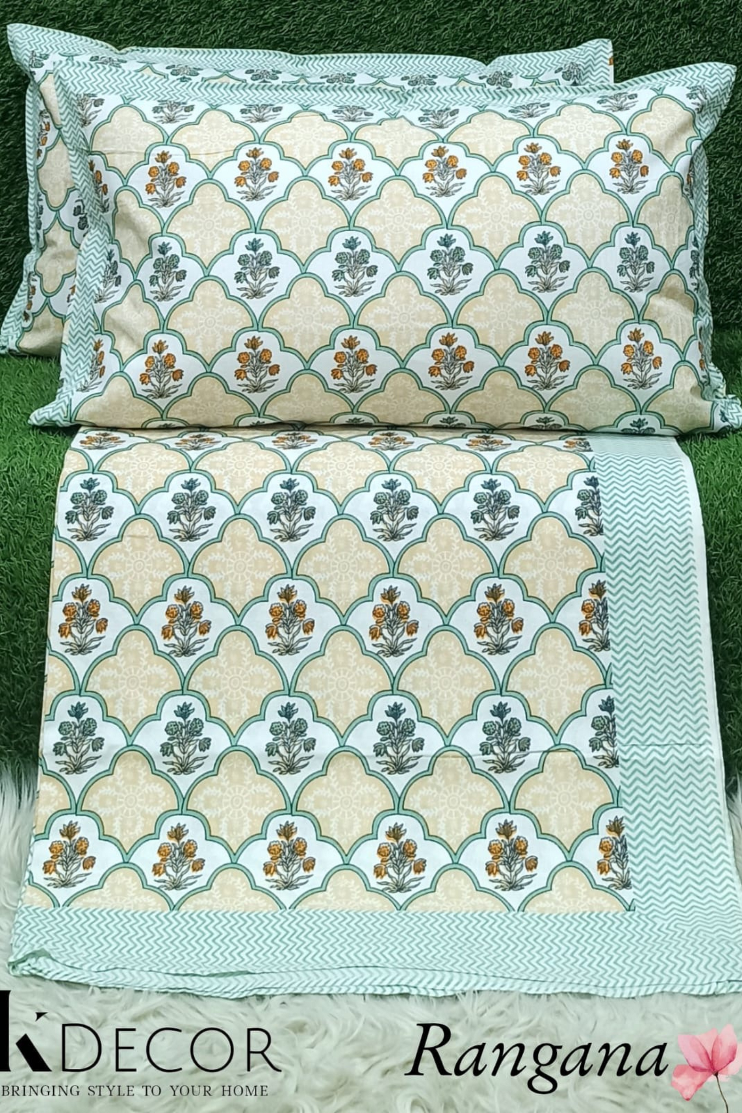 Rangana King Size Pure Cotton Fitted Bedsheet Set