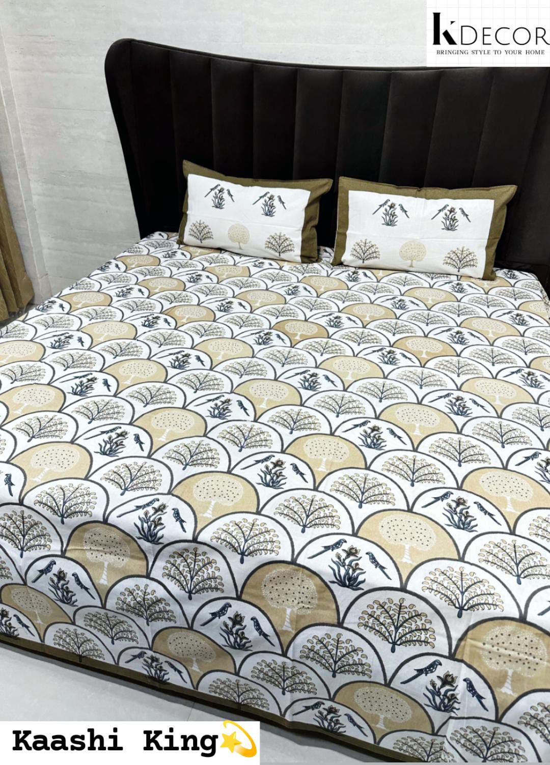 Kaashi King King Size Pure Cotton Handblock Print Premium Bedsheet Set