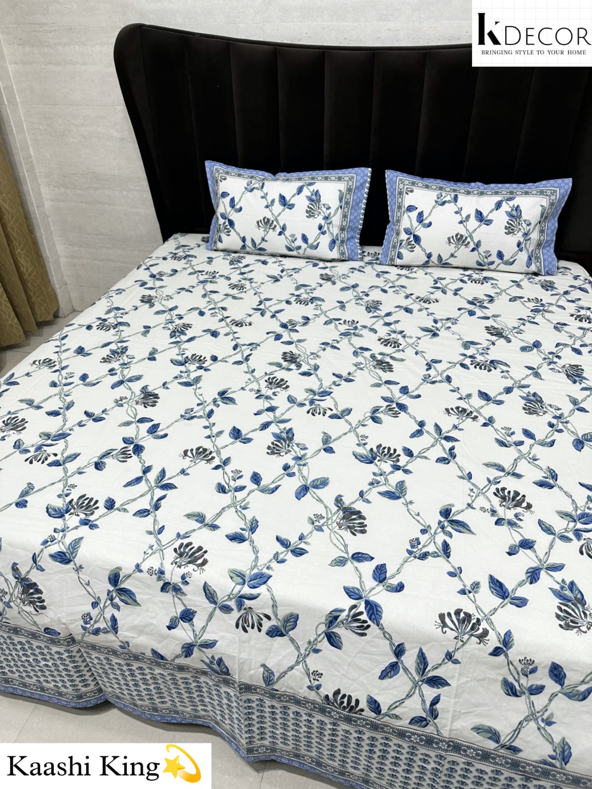 Kaashi King King Size Pure Cotton Handblock Print Premium Bedsheet Set