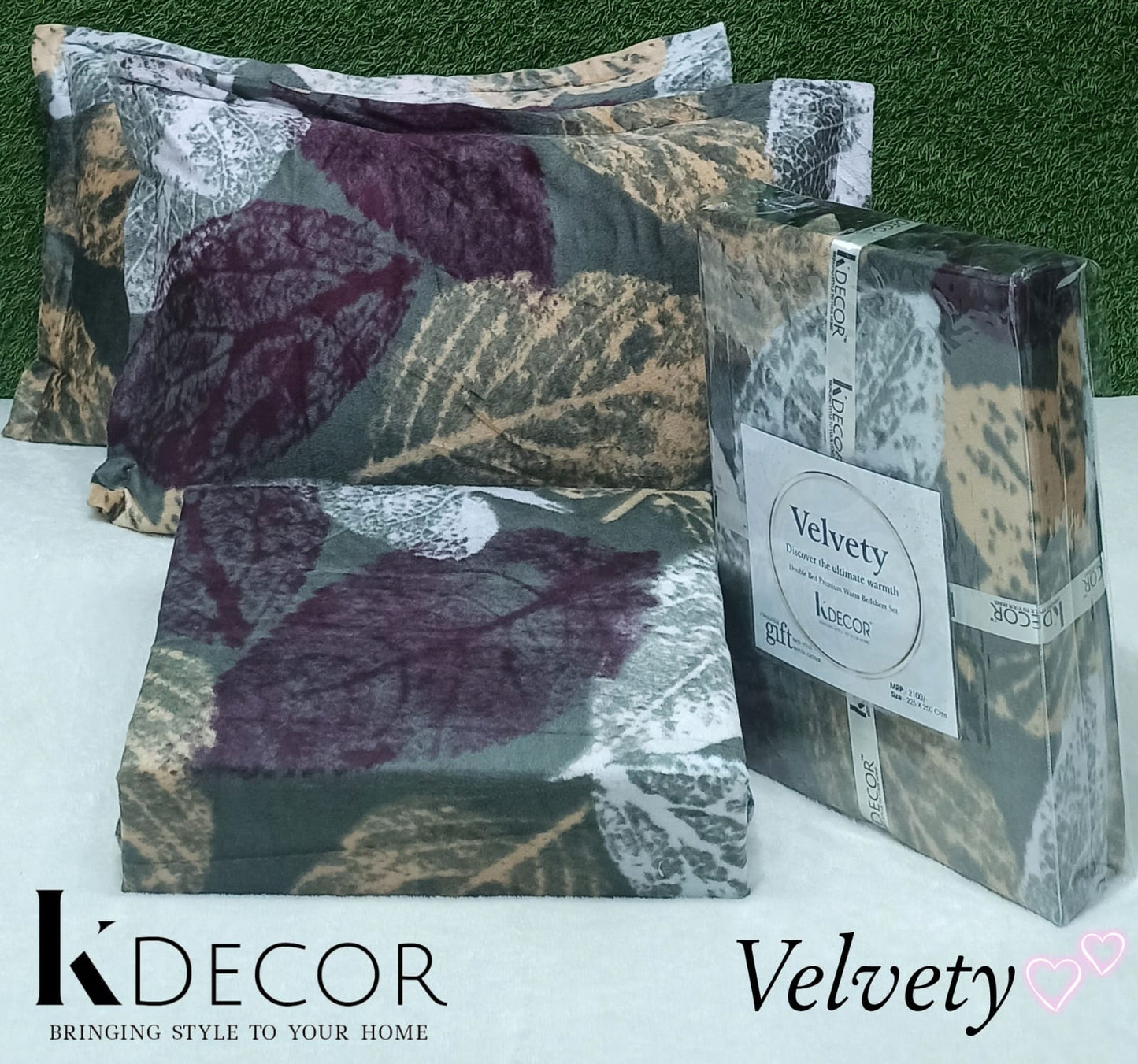 Velvety Double Bed Warm Bedsheet Set