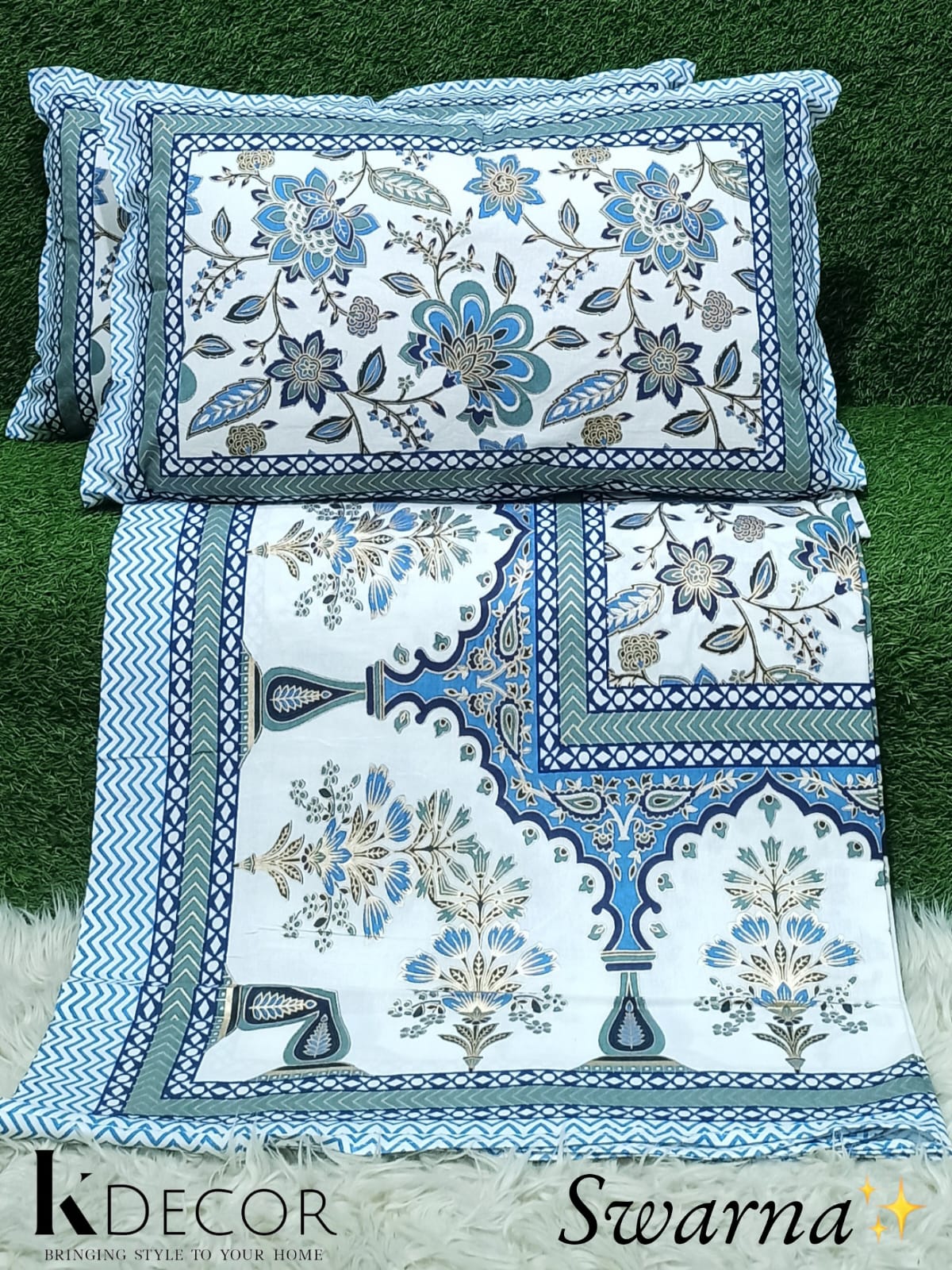 Swarna  King Size Pure Cotton Bedsheet Set