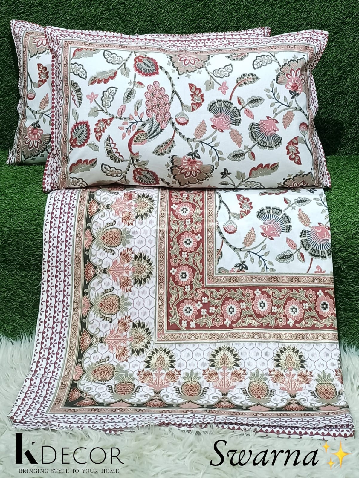 Swarna  King Size Pure Cotton Bedsheet Set