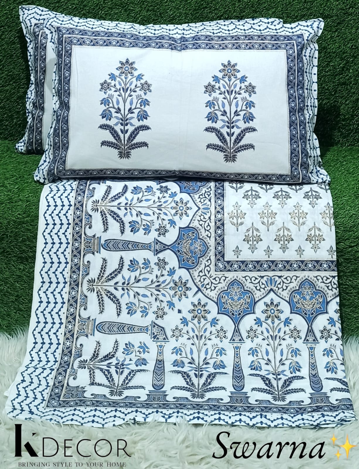 Swarna  King Size Pure Cotton Bedsheet Set