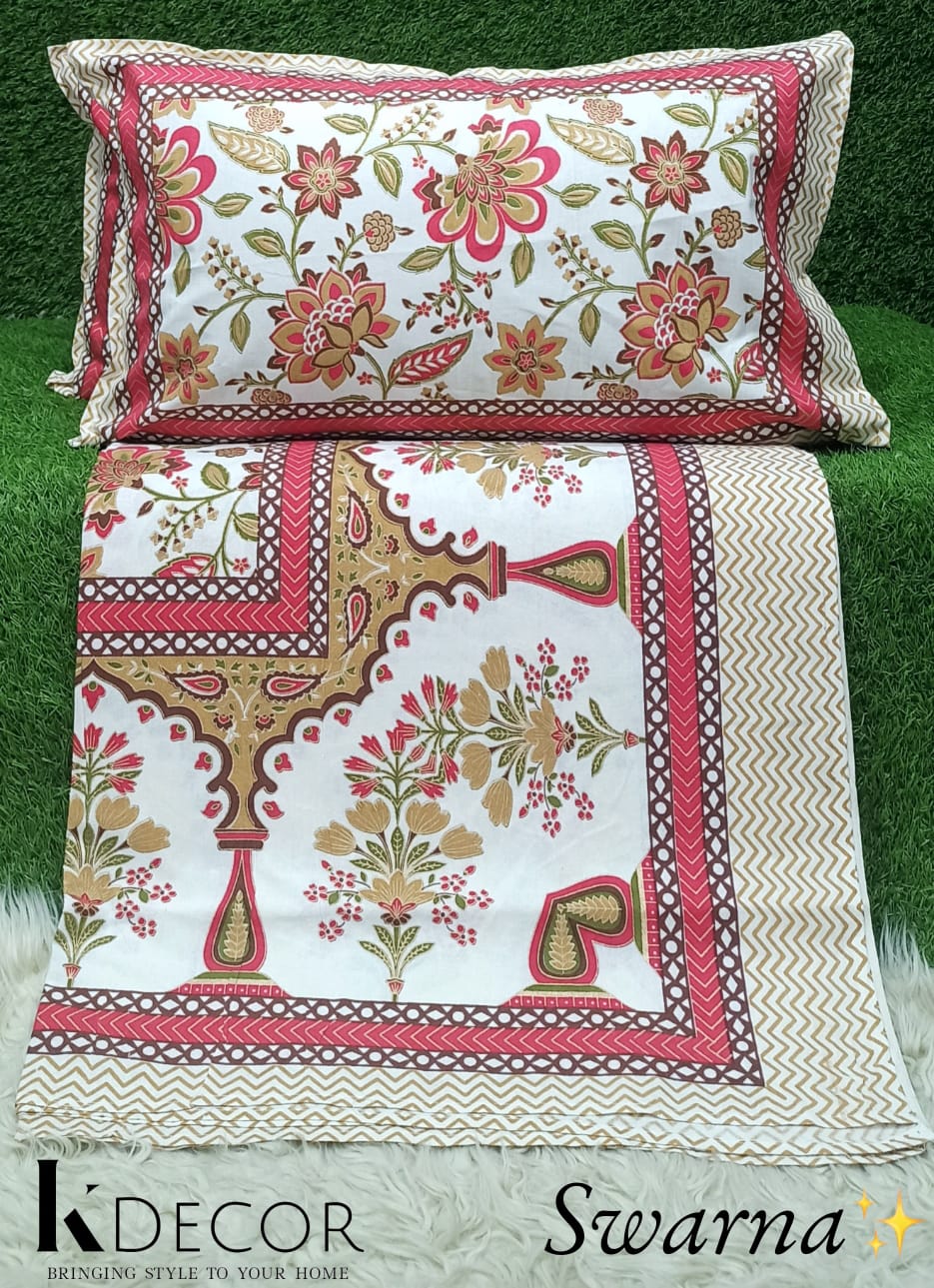 Swarna  King Size Pure Cotton Bedsheet Set