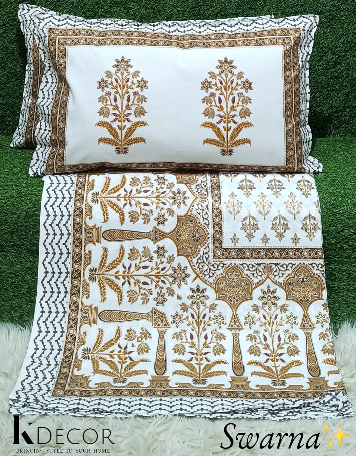 Swarna  King Size Pure Cotton Bedsheet Set