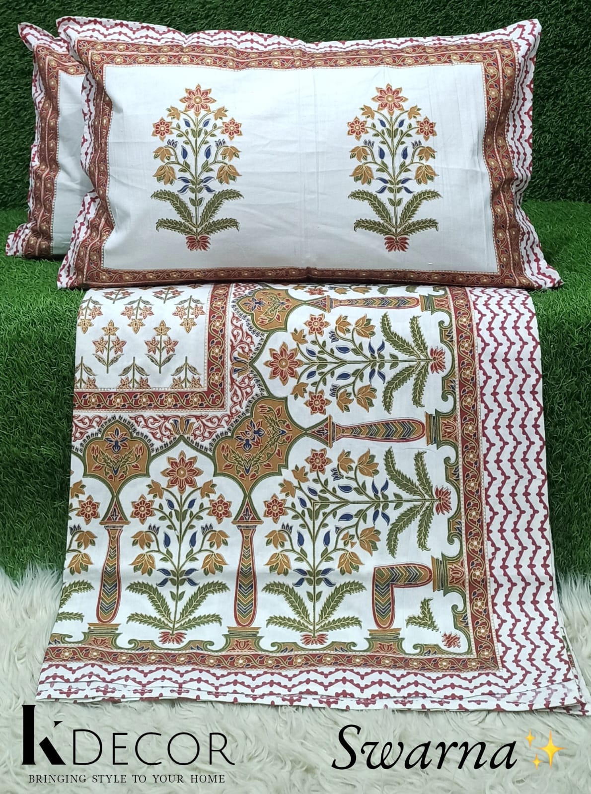 Swarna  King Size Pure Cotton Bedsheet Set