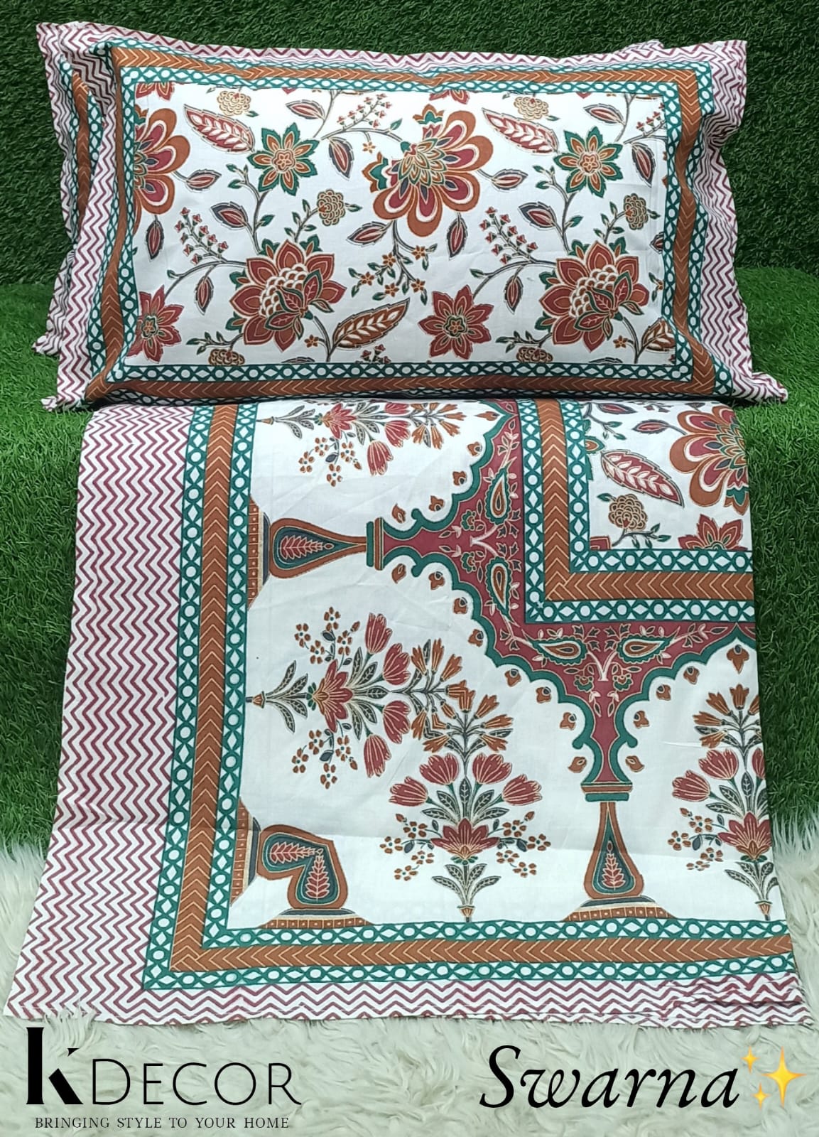 Swarna  King Size Pure Cotton Bedsheet Set