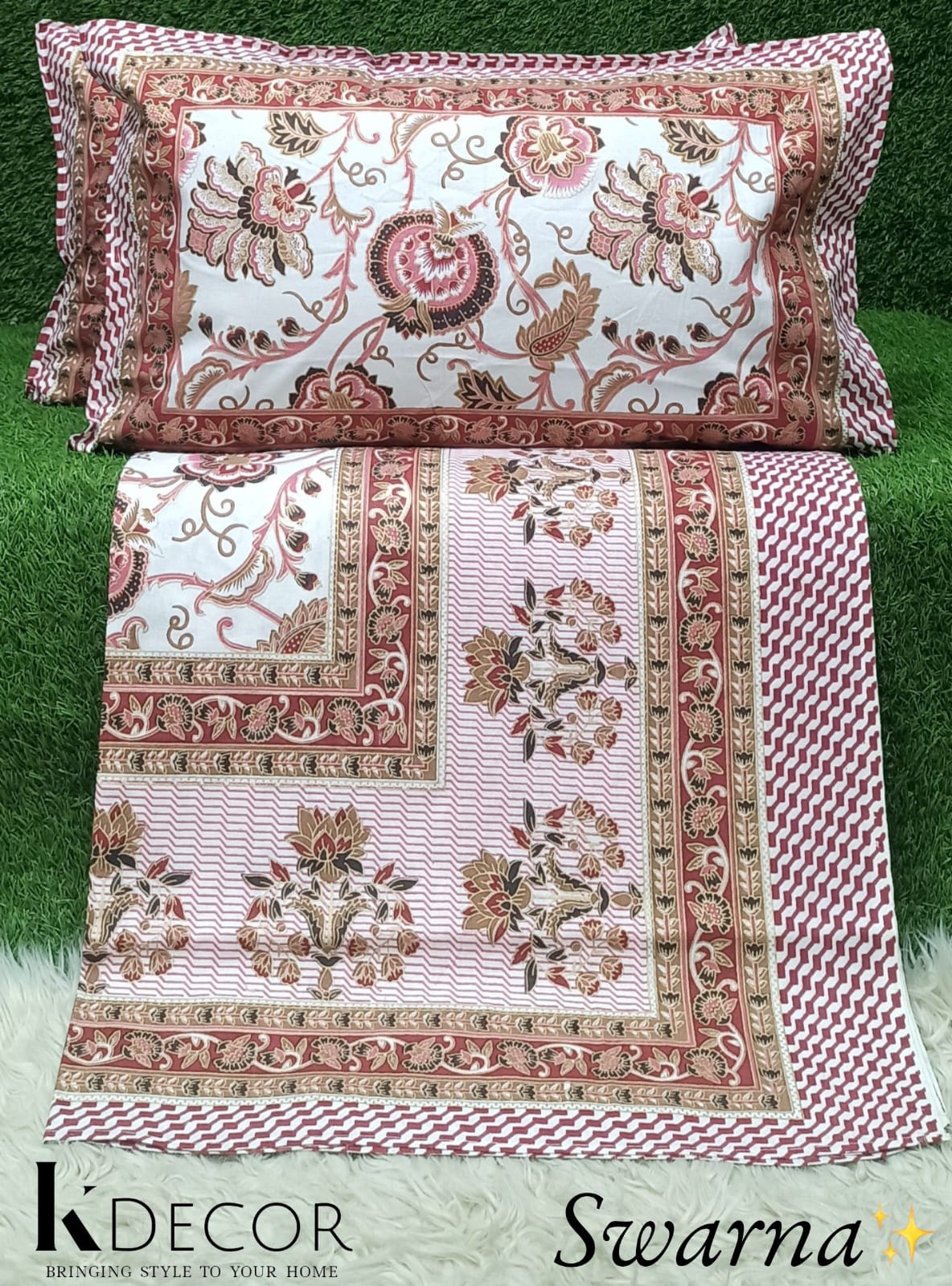 Swarna  King Size Pure Cotton Bedsheet Set