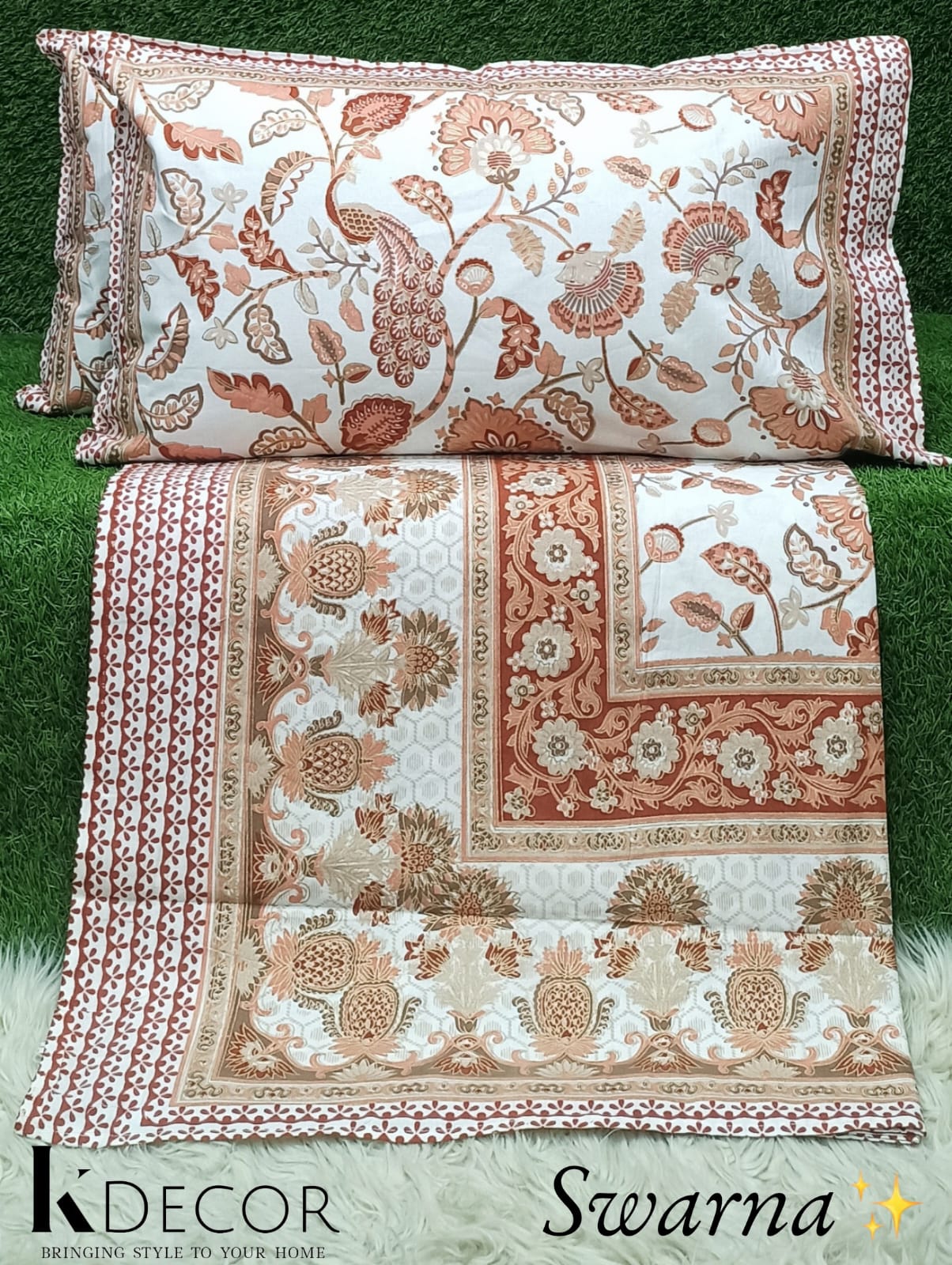 Swarna  King Size Pure Cotton Bedsheet Set