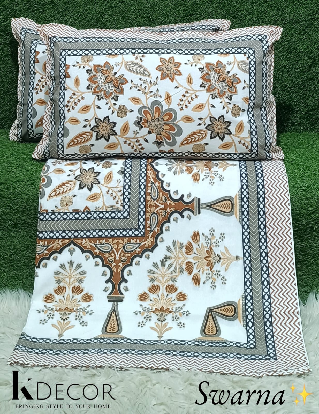 Swarna  King Size Pure Cotton Bedsheet Set