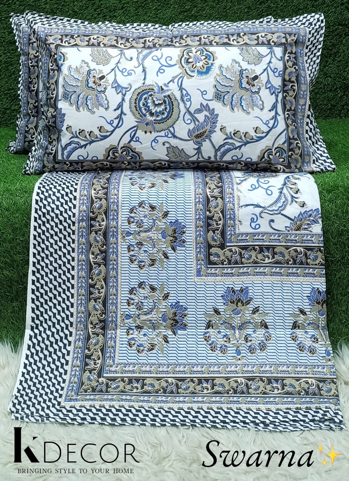 Swarna  King Size Pure Cotton Bedsheet Set