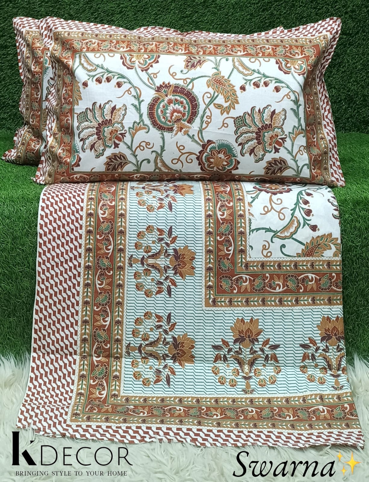 Swarna  King Size Pure Cotton Bedsheet Set