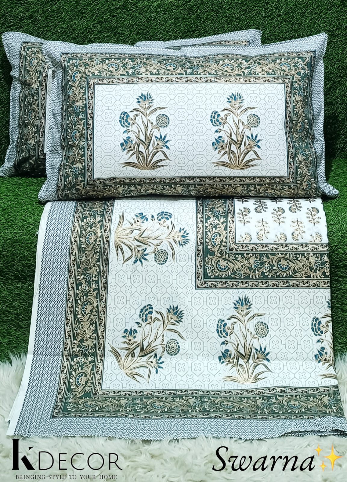 Swarna  King Size Pure Cotton Bedsheet Set