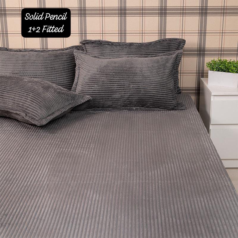 Pencil Solid Warm fitted Bedsheet set