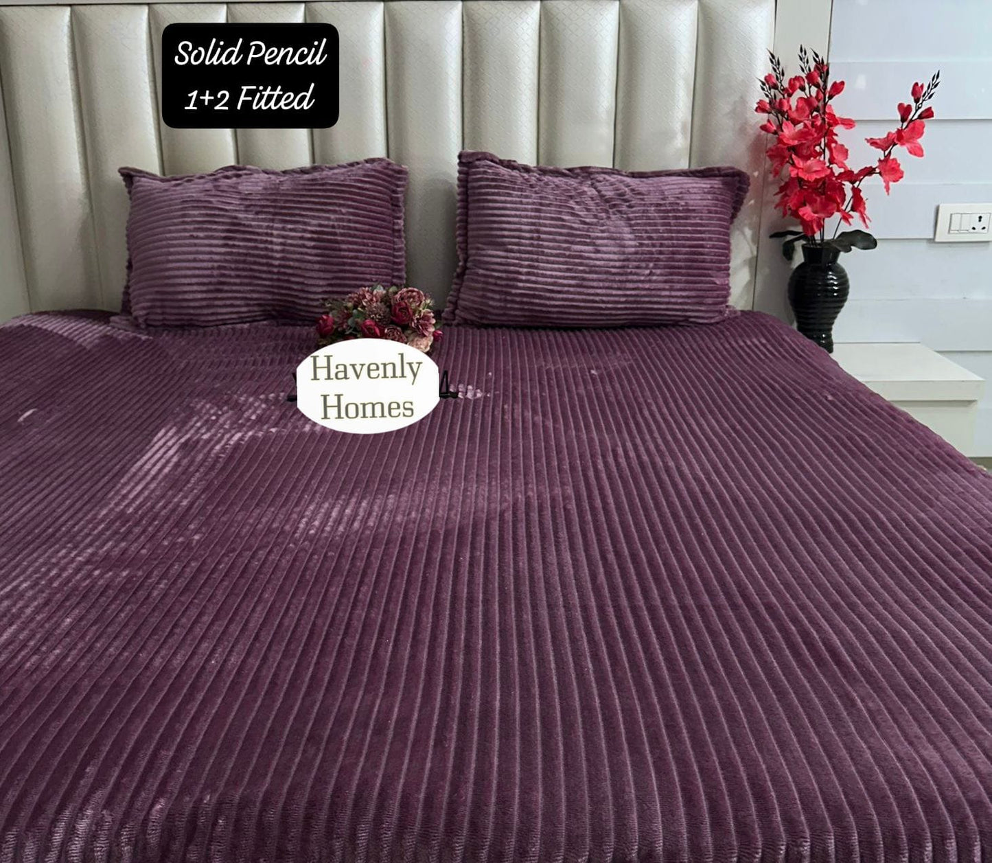 Pencil Solid Warm fitted Bedsheet set