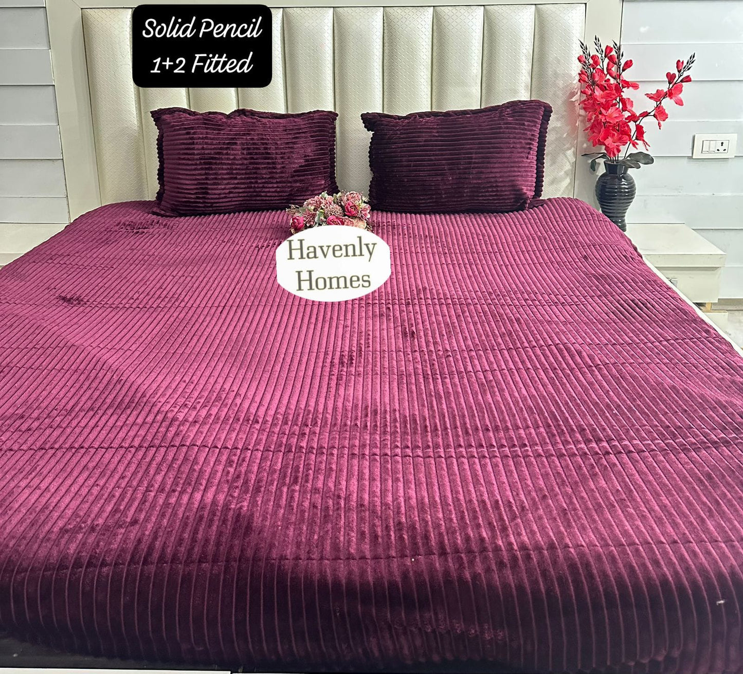 Pencil Solid Warm fitted Bedsheet set