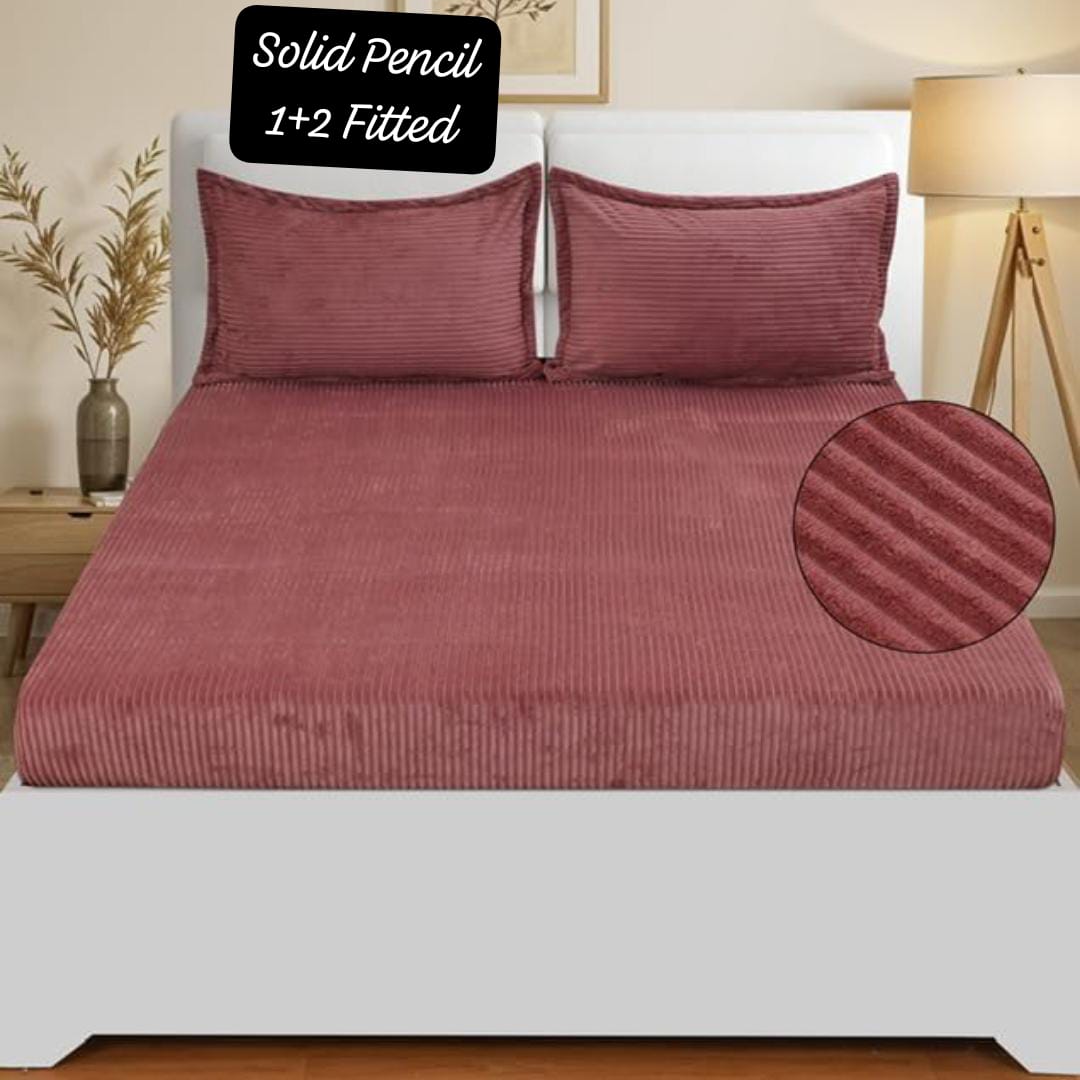 Pencil Solid Warm fitted Bedsheet set