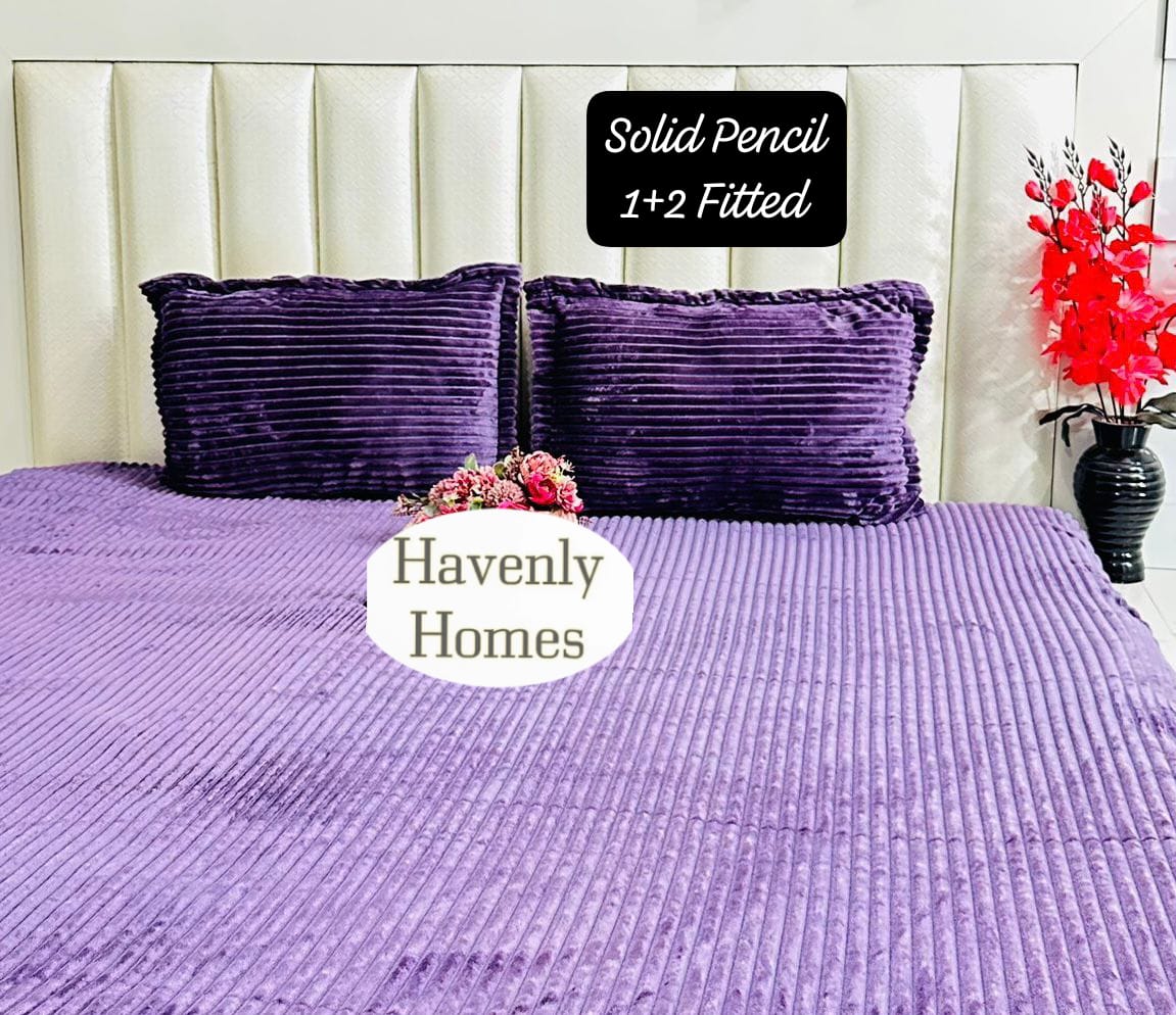 Pencil Solid Warm fitted Bedsheet set