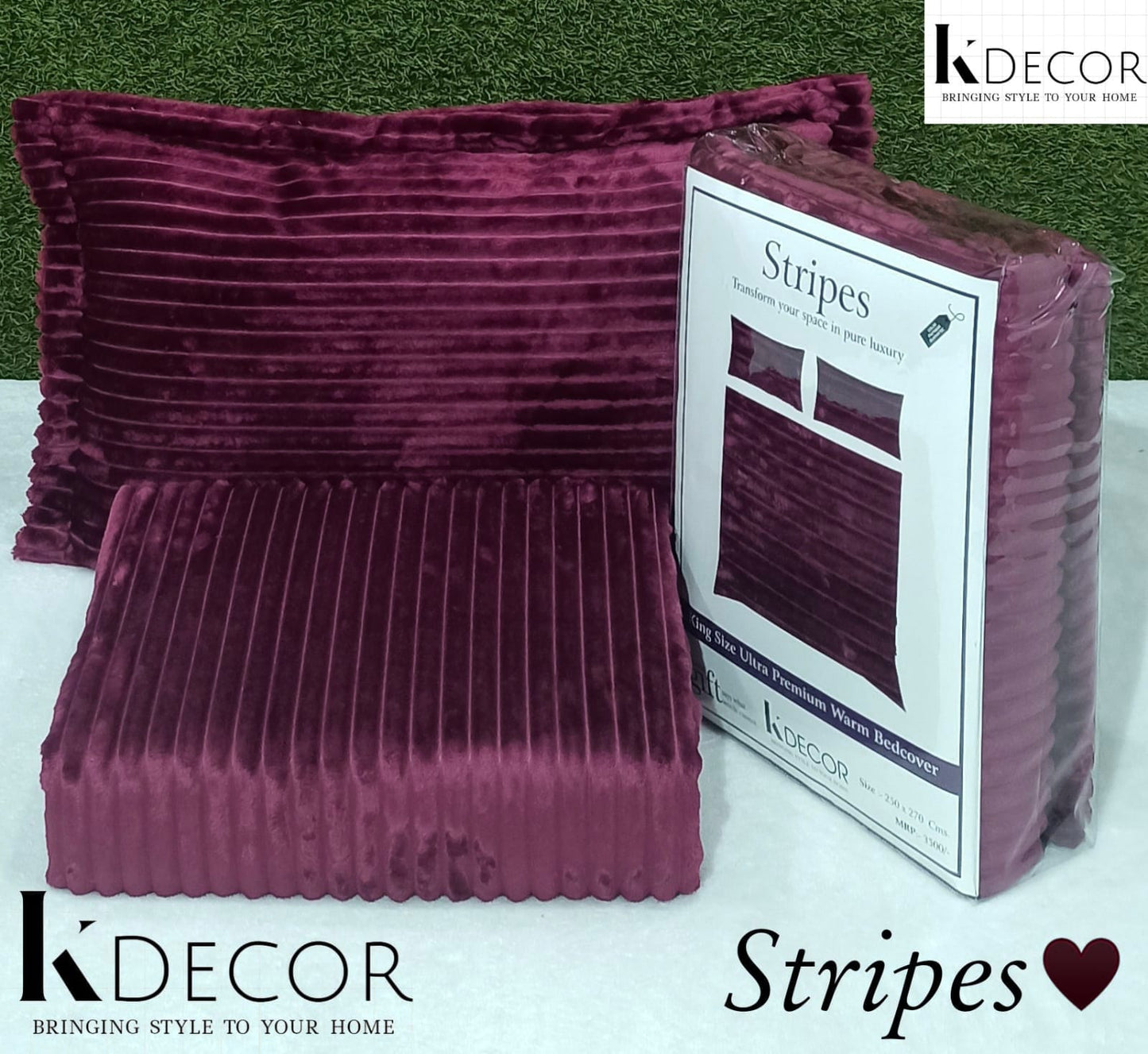 Stripes King King Size Ultra Premium Warm Bedcover