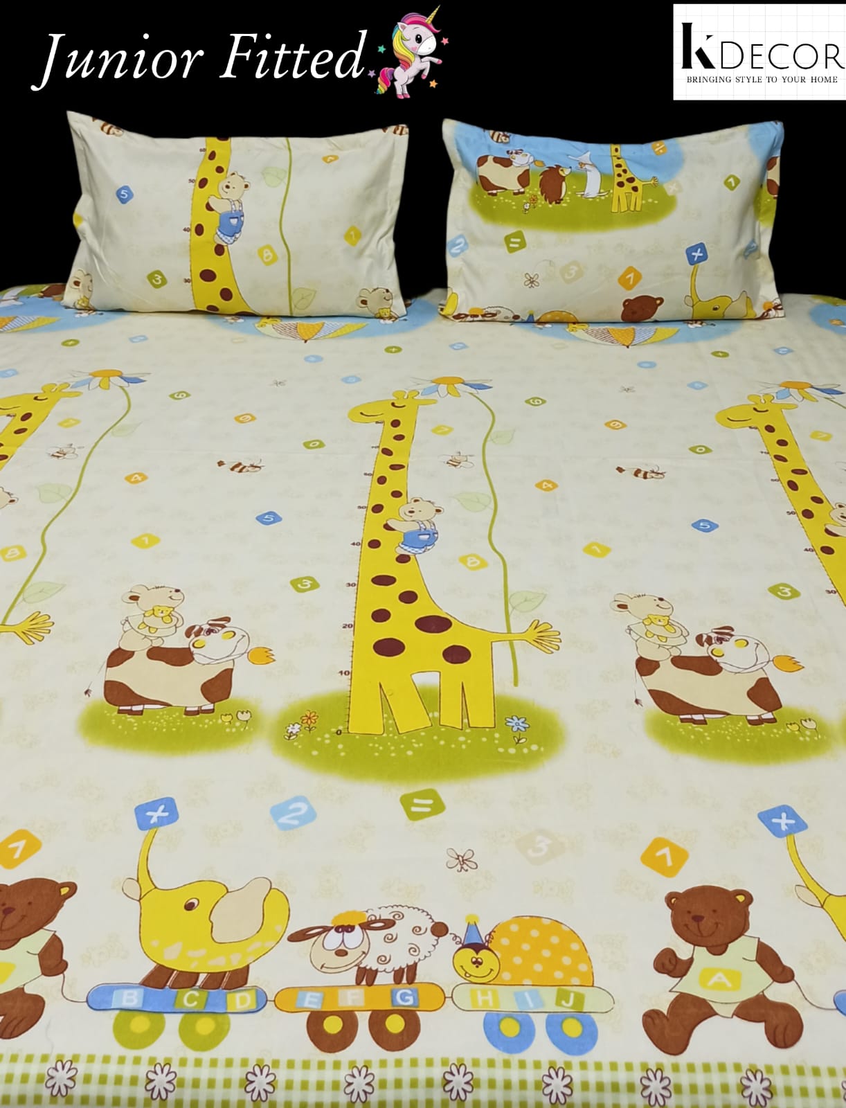 Junior Fitted King Size Kids Print Fitted Bedsheet Set