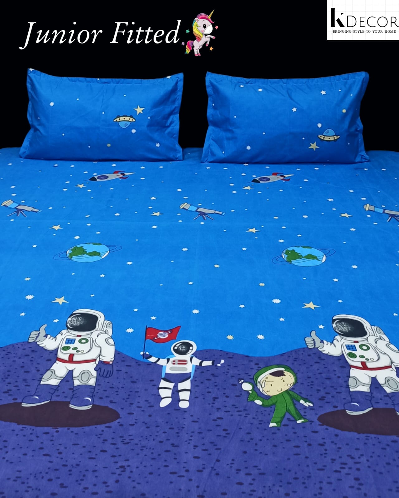 Junior Fitted King Size Kids Print Fitted Bedsheet Set