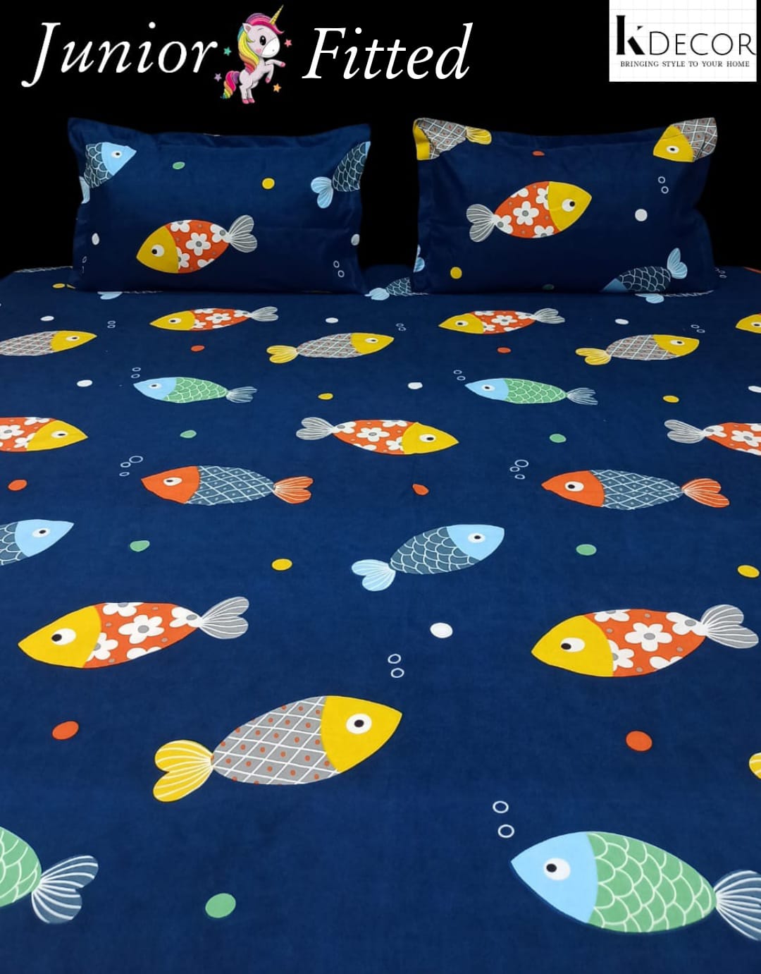 Junior Fitted King Size Kids Print Fitted Bedsheet Set