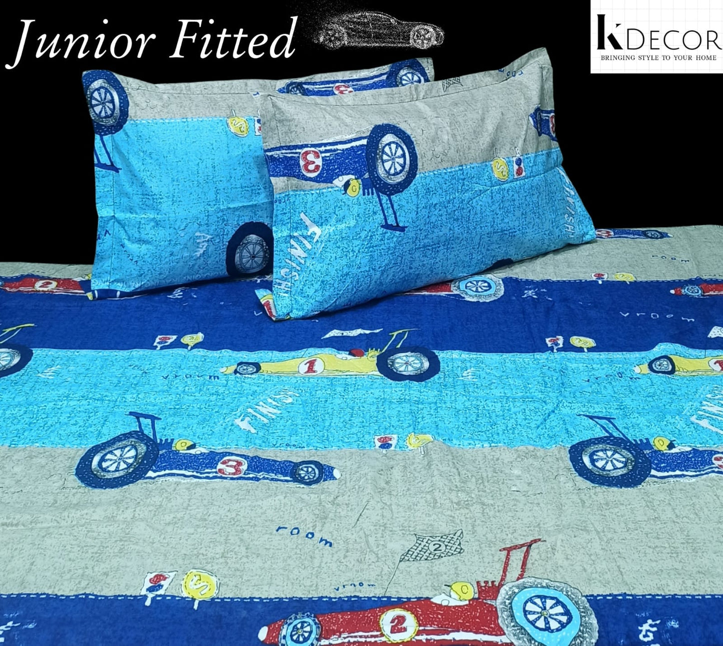 Junior Fitted King Size Kids Print Fitted Bedsheet Set