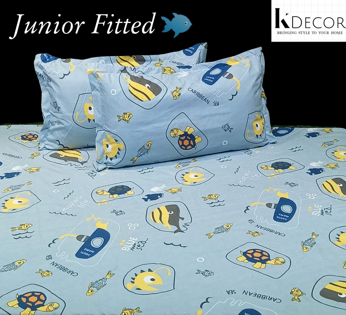 Junior Fitted King Size Kids Print Fitted Bedsheet Set