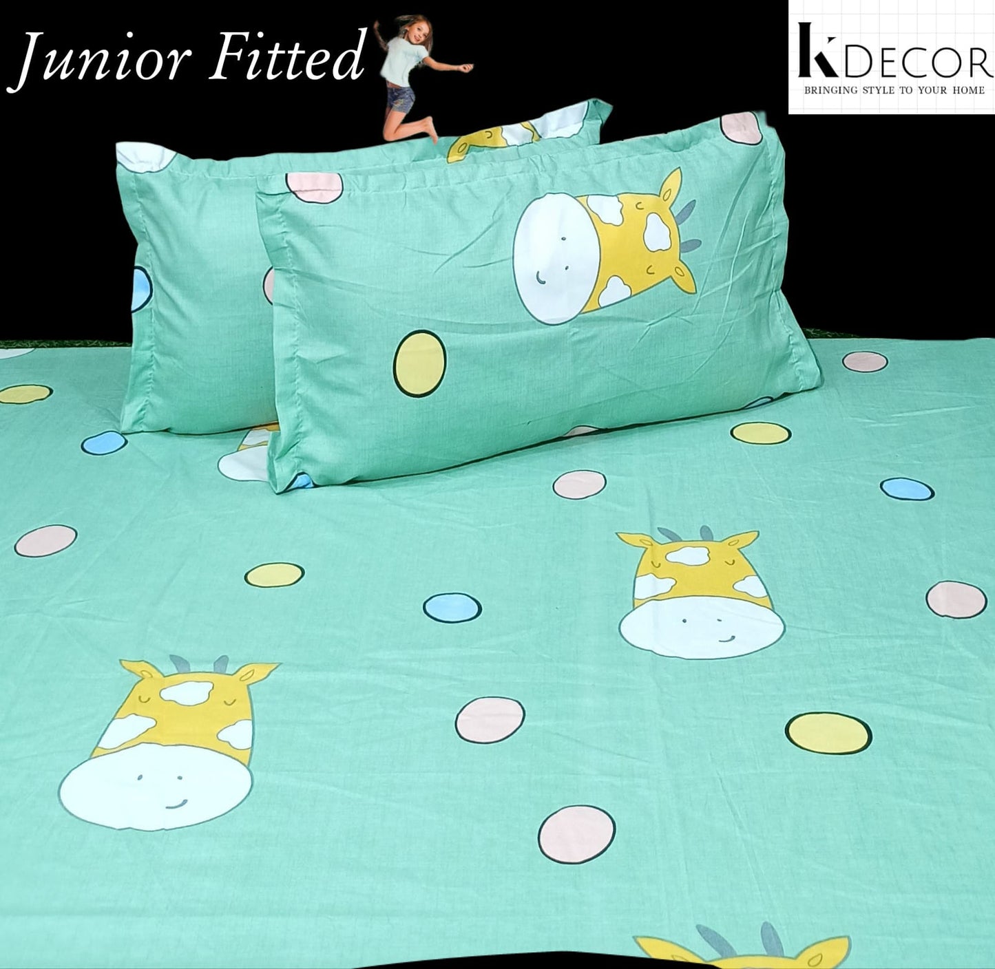 Junior Fitted King Size Kids Print Fitted Bedsheet Set