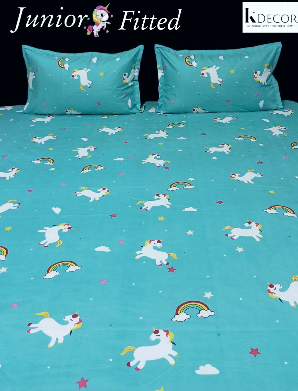 Junior Fitted King Size Kids Print Fitted Bedsheet Set