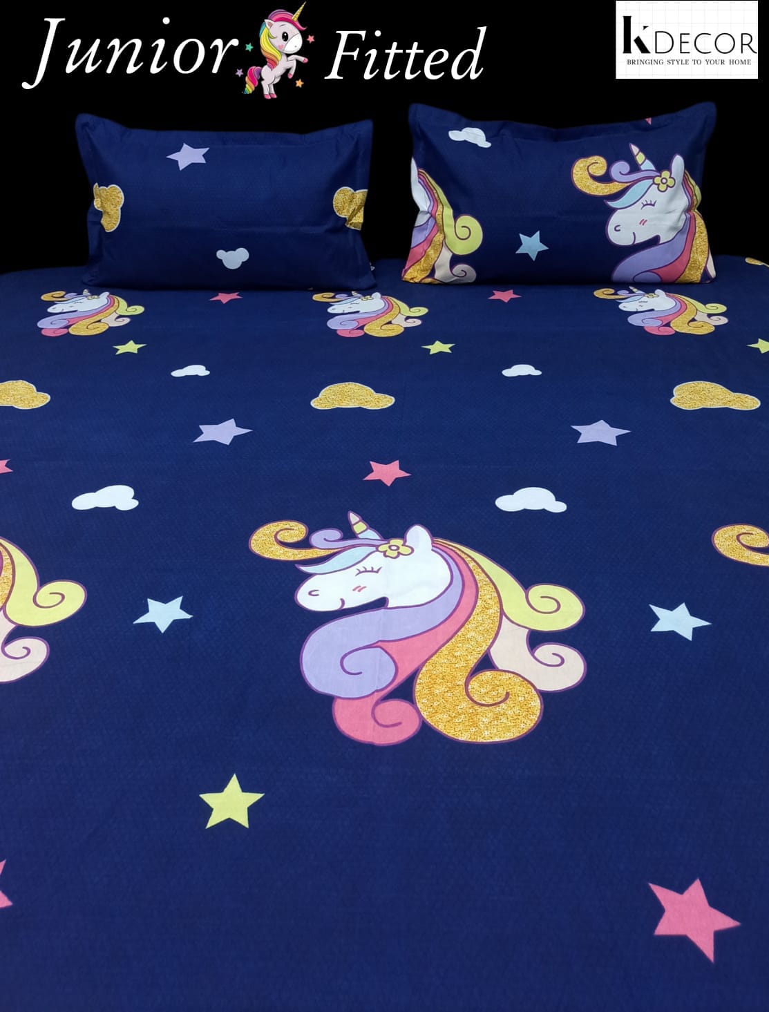 Junior Fitted King Size Kids Print Fitted Bedsheet Set