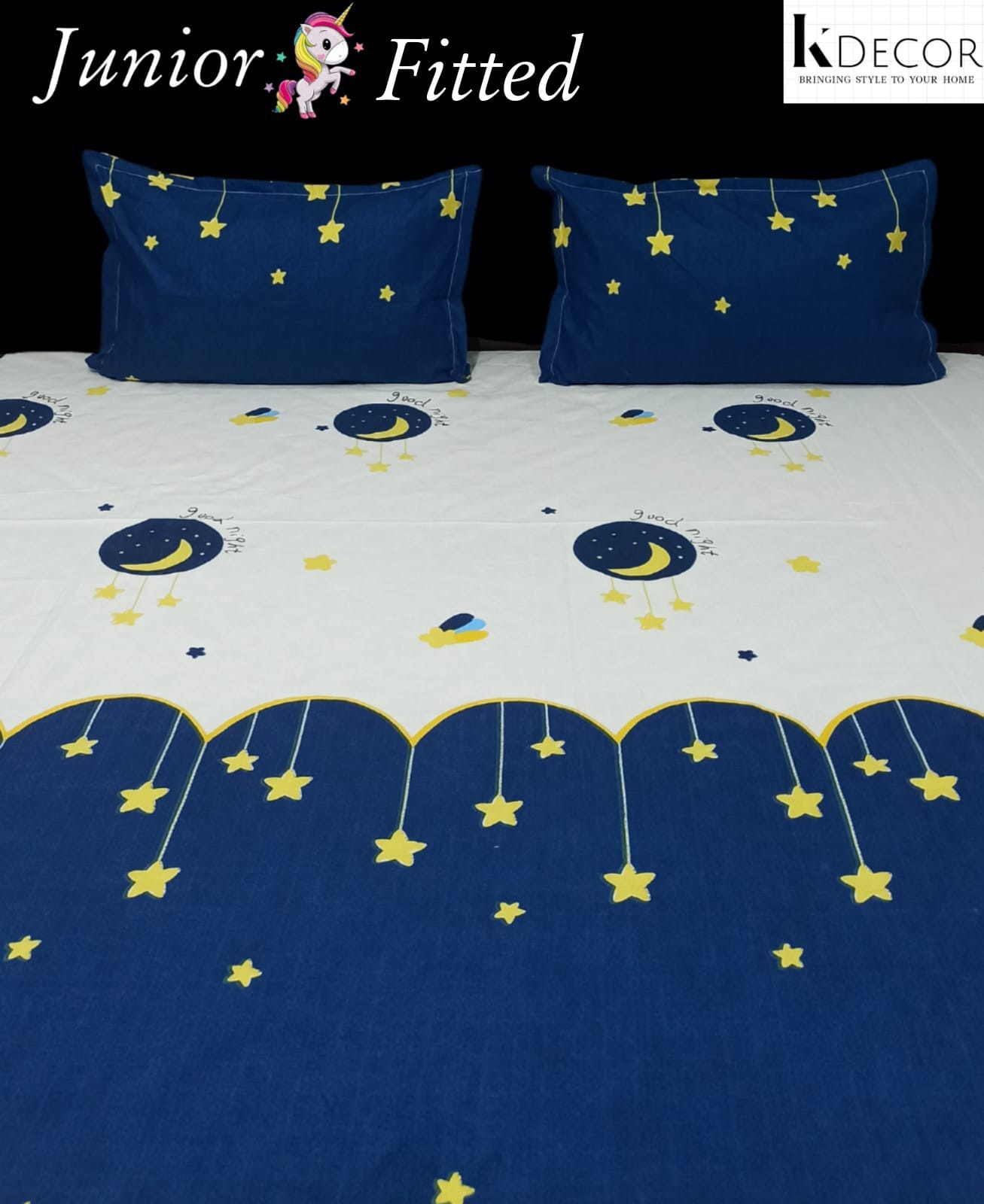 Junior Fitted King Size Kids Print Fitted Bedsheet Set