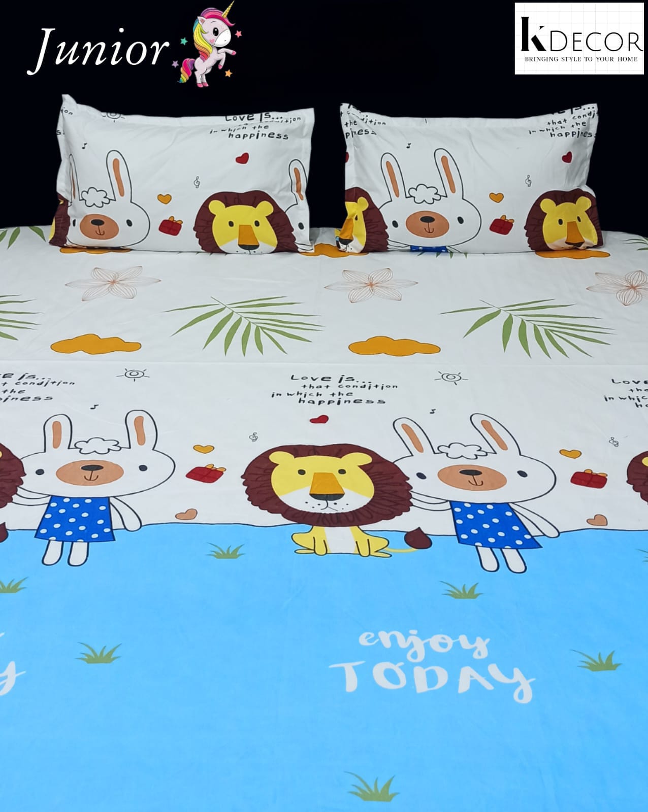 Junior Fitted King Size Kids Print Fitted Bedsheet Set
