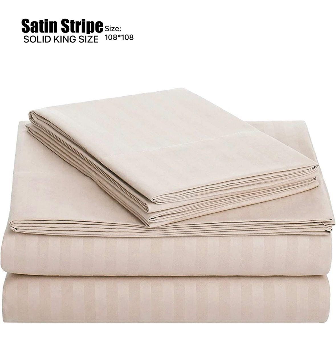 SATIN STRIPE KING SIZE BEDSHEET BY RISHAAN BEDDING