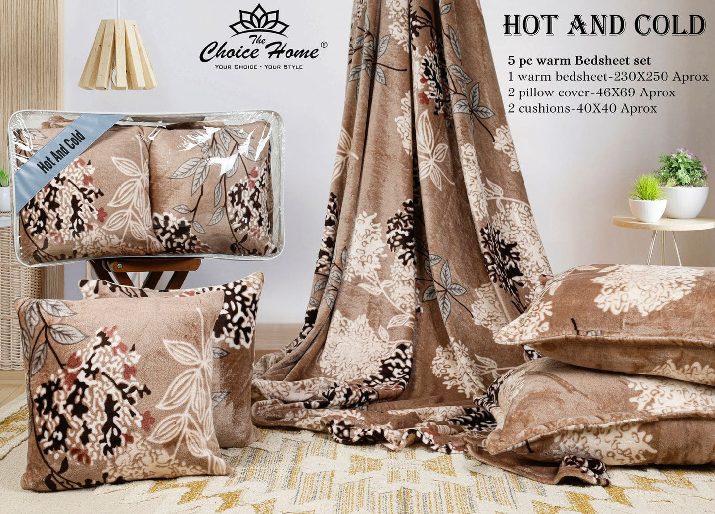 Hot and Cold Warm 5 pcs cushion bedding set