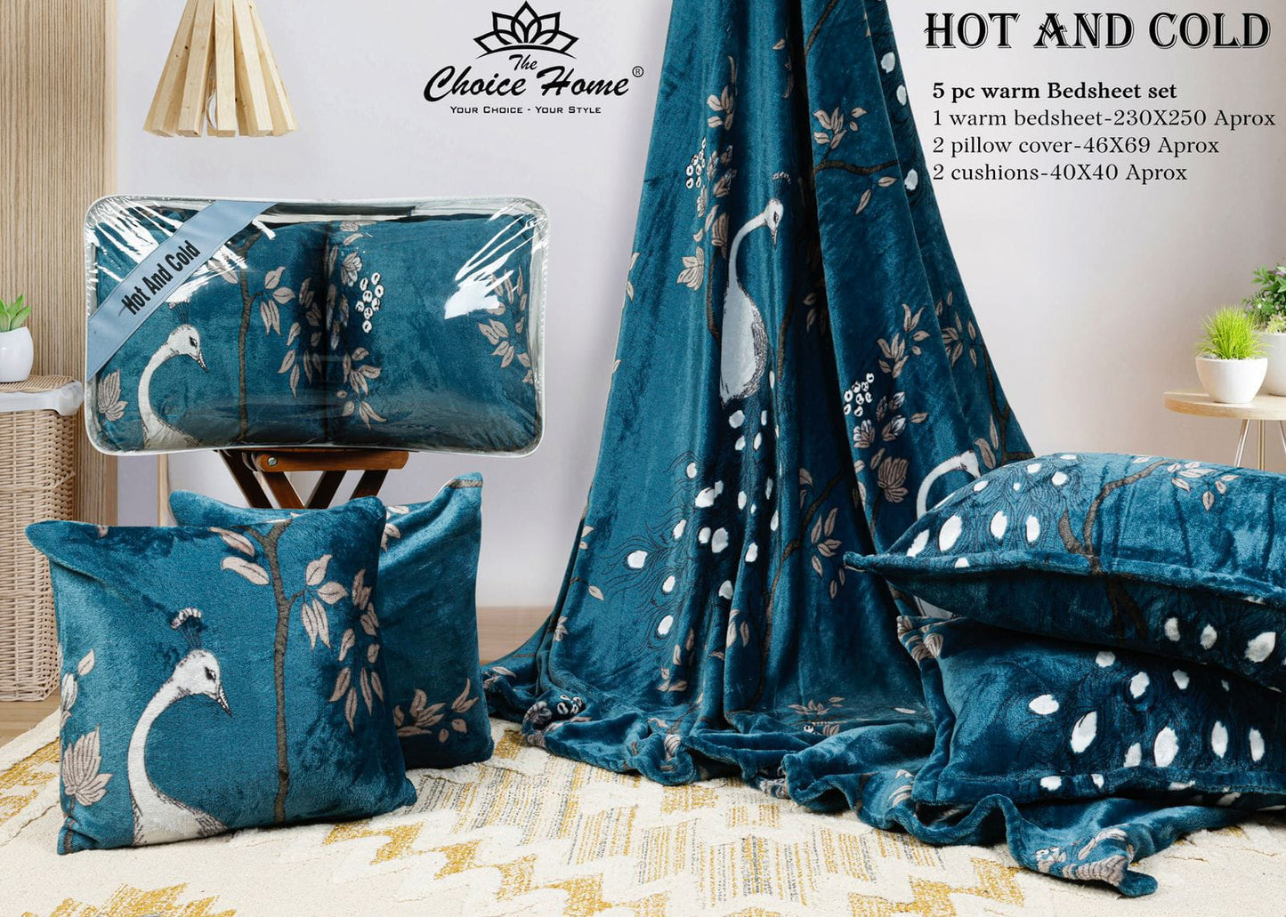 Hot and Cold Warm 5 pcs cushion bedding set