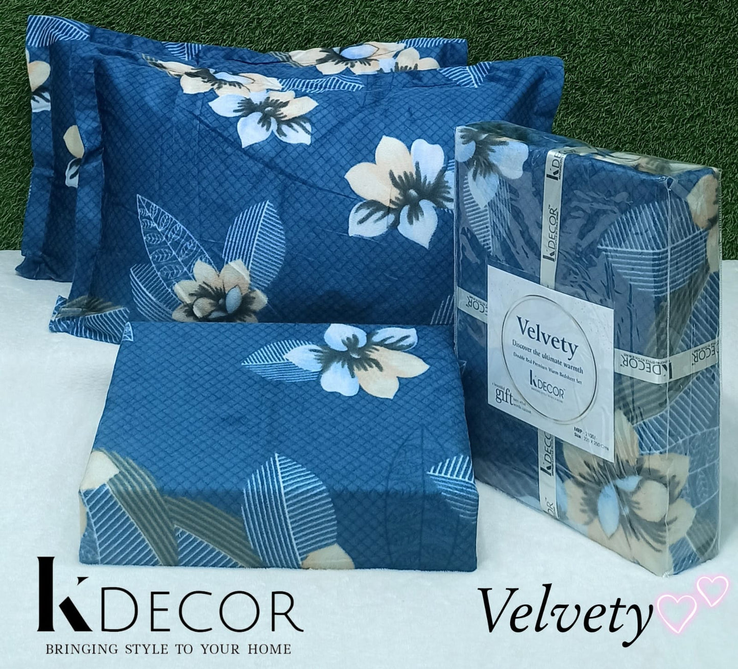 Velvety Double Bed Warm Bedsheet Set